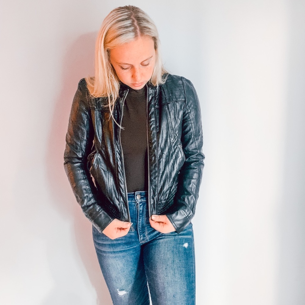Black leather jacket